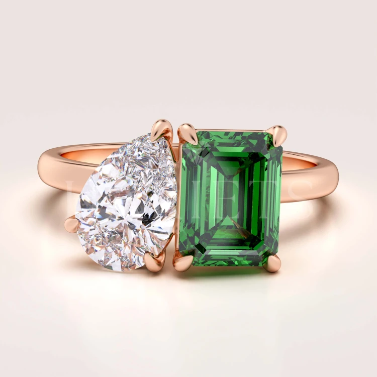 bague-de-fiancailles-toi-et-moi-emeraude-hydrothermale-3-5ct-taille-emeraude-poire-or-rose-gemini-hariets.