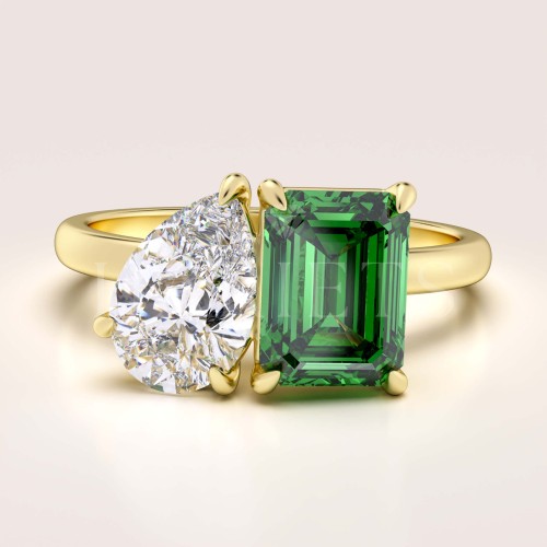 bague-de-fiancailles-toi-et-moi-emeraude-hydrothermale-3-5ct-taille-emeraude-poire-or-jaune-gemini-hariets.
