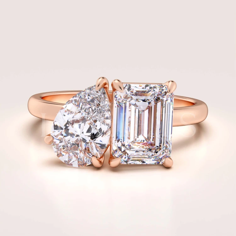 bague-de-fiancailles-toi-et-moi-moissanite-3-5ct-taille-emeraude-poire-or-rose-gemini-hariets.