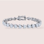 Bracelet tennis avec moissanites taille coeur 5mm - argent 925