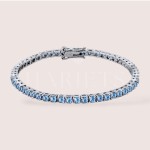 Bracelet tennis avec moissanites bleues 3mm - argent 925