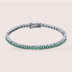 Bracelet tennis avec moissanites vertes 3mm - argent 925