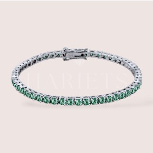 Bracelet tennis avec moissanites vertes 3mm - argent 925