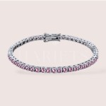 Bracelet tennis avec moissanites roses 3mm - argent 925