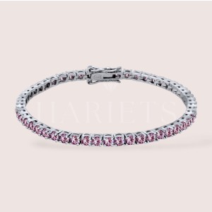 Bracelet tennis avec moissanites roses 3mm - argent 925