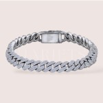 Bracelet cubain avec moissanites – 8 mm – argent 925