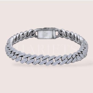 Bracelet cubain avec moissanites – 8 mm – argent 925