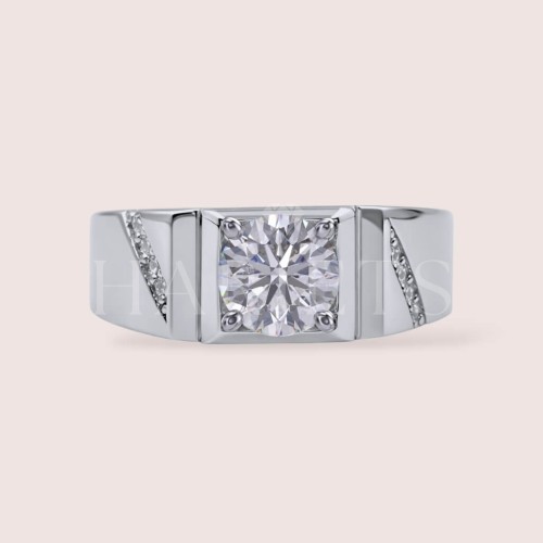 Chevalière avec moissanites 1ct – argent 925