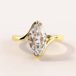 Bague de fiançailles avec moissanite taille marquise – Muse or 585