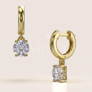 Boucles d’oreilles pendantes avec diamants de laboratoire 2x1,0 ct – Klara or 585