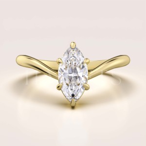 Bague de fiançailles avec diamant de laboratoire 1ct taille marquise – Nova : Gissele or 585