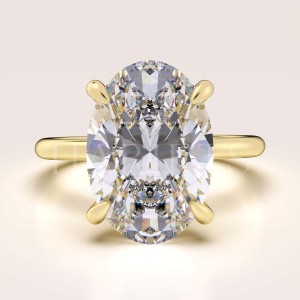 Bague de fiançailles avec diamant de laboratoire env. 4 ct taille ovale – Bella Royal Stones or 585