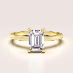 Bague de fiançailles Solitaire avec diamant de laboratoire 1 ct ou 2 ct taille émeraude – Verity or 585