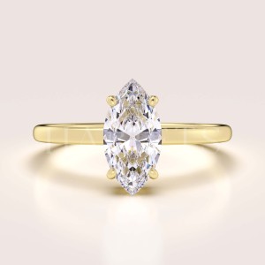 Bague de fiançailles avec diamant de laboratoire taille marquise – Solitaire : Starlight or 585