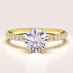 Bague de fiançailles avec diamant de laboratoire 1,5 ct – Halo : Heaven or 585