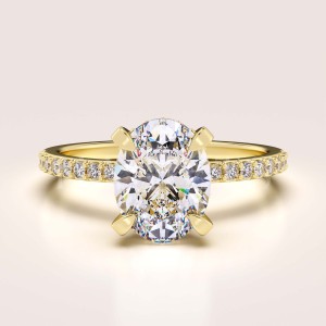 Bague de fiançailles Halo avec diamant de laboratoire 2 ct taille ovale – Aria or 585