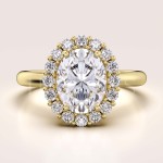 Bague de fiançailles avec diamant de laboratoire taille ovale 2,4 ct Vintage: Daisy – or 585 