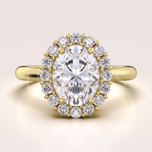 Bague de fiançailles avec diamant de laboratoire taille ovale 2,4 ct Vintage: Daisy – or 585 