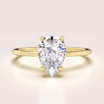 Bague de fiançailles avec diamant de laboratoire env. 1 ct taille poire – Solitaire: Lumiere or 585