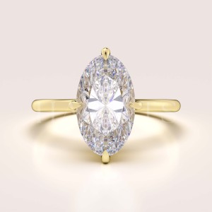 Bague solitaire avec moissanite 1,5 ct ou 3,5 ct, taille ovale – Stella or 585