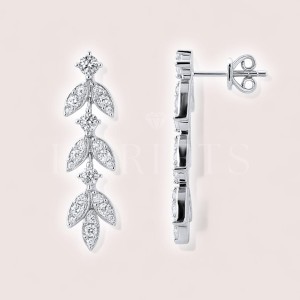 Boucles d’oreilles pendantes avec moissanites – Leaf argent 925