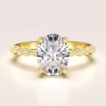 Bague de fiançailles avec diamant de laboratoire 2 ct, taille ovale – Twisted or 585 (anneau torsadé)