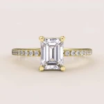 Bague de fiançailles Halo avec diamant de laboratoire 1ct taille émeraude – Venice or 585