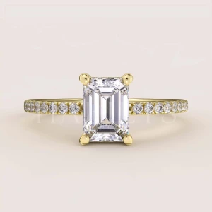 Bague de fiançailles Halo avec diamant de laboratoire 1ct taille émeraude – Venice or 585