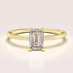 Bague de fiançailles en 24h avec moissanite taille émeraude – Petit : Finesse en or 14k