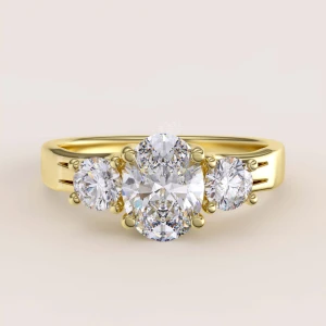 Bague de fiançailles en 24h Trinity avec moissanites de 1,7 ct – Luminance en or 14k