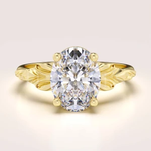 Bague en 24h avec moissanite d’environ 2ct taille ovale – Wings, en or 14k