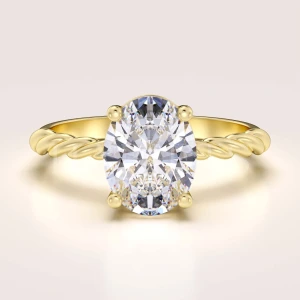 Bague de fiançailles en 24h avec moissanite de 2 ct taille ovale – Twisted en or 14k (anneau torsadé)