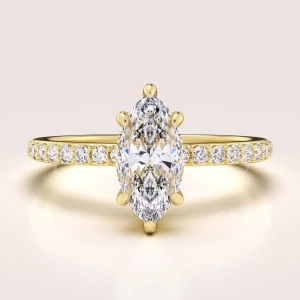 Bague de fiançailles en 24h Halo avec moissanite de 1 ct taille marquise – Selena en or 14k