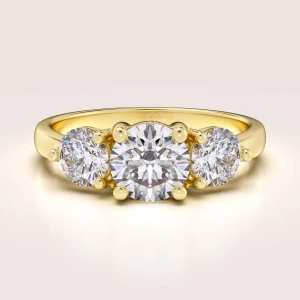 Bague de fiançailles en 24h Trinity avec moissanites d’environ 2 ct – Trigem en or 14k