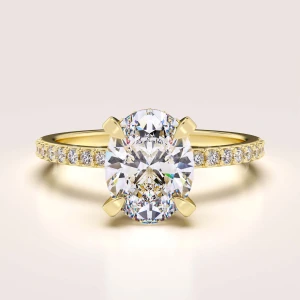 Bague de fiançailles en 24h avec moissanite de 2 ct taille ovale – Halo : Aria en or 14k