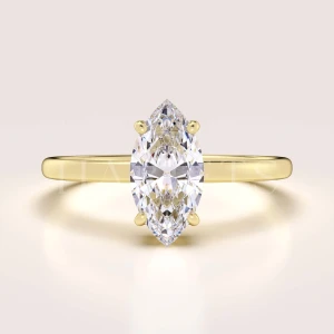Bague de fiançailles en 24h avec moissanite taille marquise – Solitaire : Starlight en or 14k