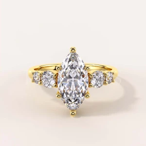 Bague de fiançailles Trinity avec moissanite 2 ct, taille marquise – Olympia, or 585.